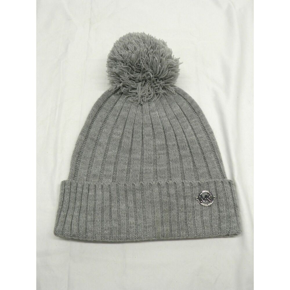 Michael Kors MK Gray Winter Beanie Hat Cap With Pompom